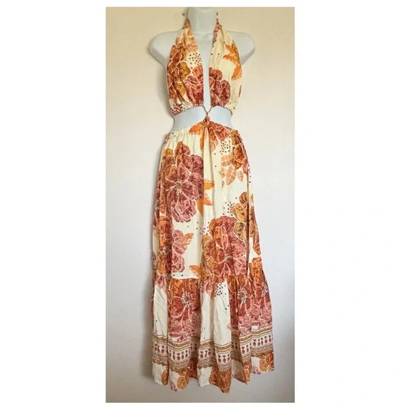 FARM Rio | Dresses | Farm X Anthropologie Cutout Floral Maxi Dress In  Neutral Motif Size Small Summer | Poshmark